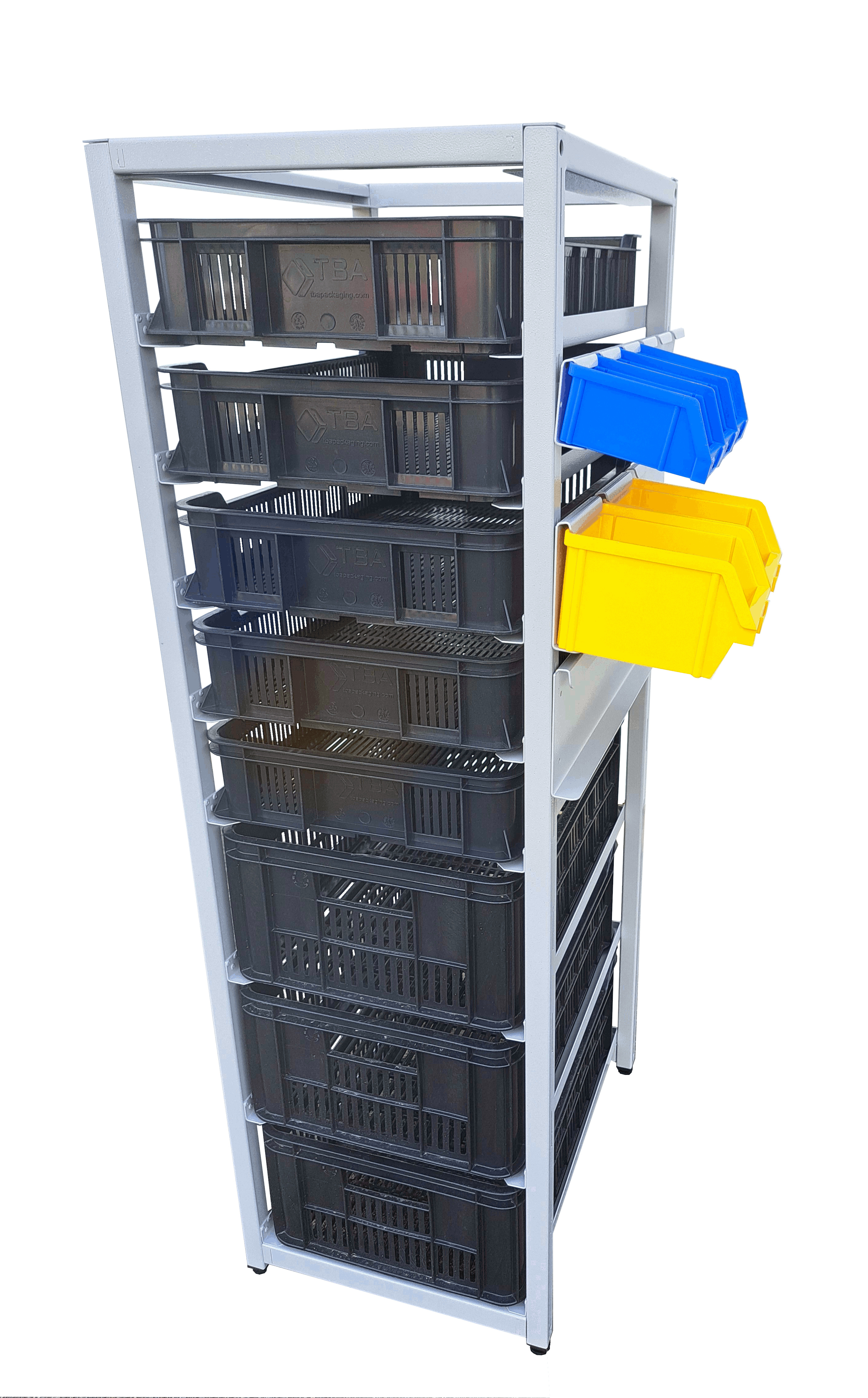 Regál na přepravky V150 UNI - 3p220+5p116 - zátěž.kola - S